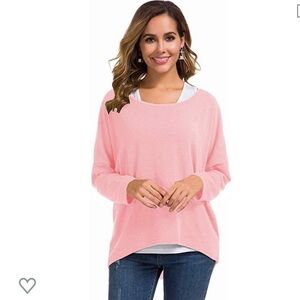 Uget Pink hi low hem dropped shoulder Dolman Sleeve Sweater size S